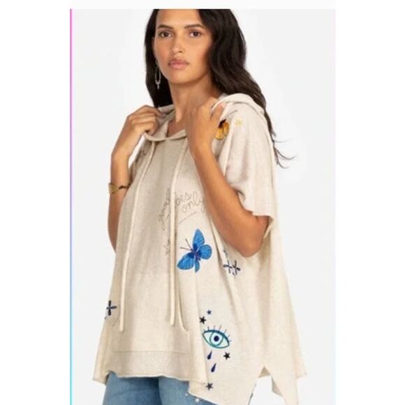 EUC Johnny Was Cashmere Good Vibes Embroidered Hooded Poncho One Size - Picture 2 of 10